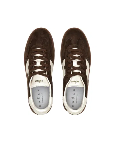 Hogan Rubber Sole Suede Finish Sneakers In Brown