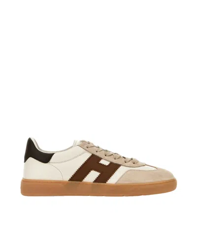 Hogan Cool Smooth And Suede Leather Sneakers Shoes In Brown