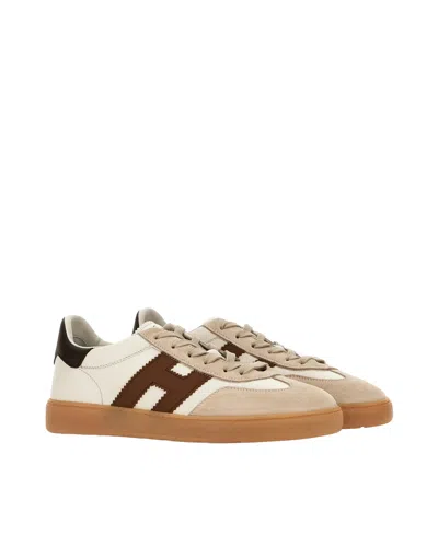 Hogan Cool Smooth And Suede Leather Sneakers Shoes In Brown