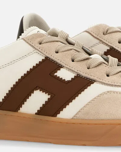 Hogan Cool Smooth And Suede Leather Sneakers Shoes In Brown