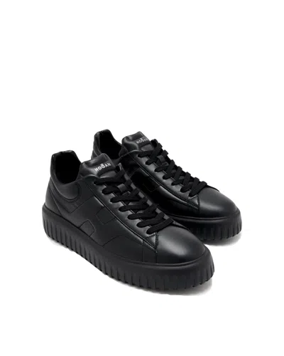 Hogan Leather H-stripes Tread Sneakers In Black
