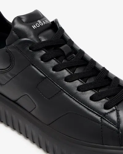 Hogan Leather H-stripes Tread Sneakers In Black