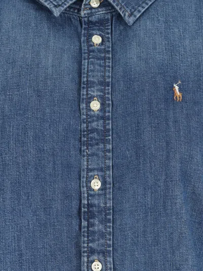 Polo Ralph Lauren Classic Denim Shirt With Long Sleeves In Blue
