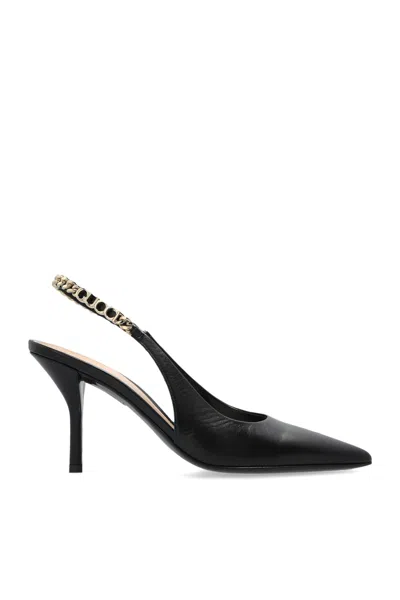 Gucci Signoria Embellished Patent-leather Slingback Pumps In Black