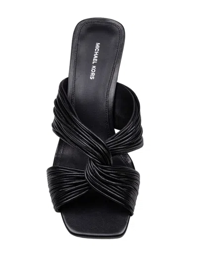 Michael Kors Black Leather Mules With Twisted Strap Detail