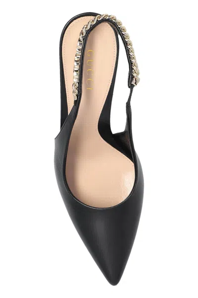 Gucci Signoria Embellished Patent-leather Slingback Pumps In Black