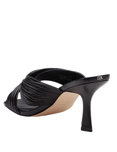 Michael Kors Black Leather Mules With Twisted Strap Detail