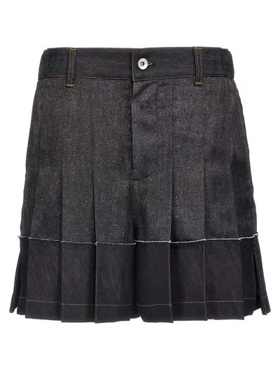 Sacai Flounced Shorts Bermuda And Short Blue In Black