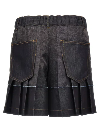 Sacai Flounced Shorts Bermuda And Short Blue In Black
