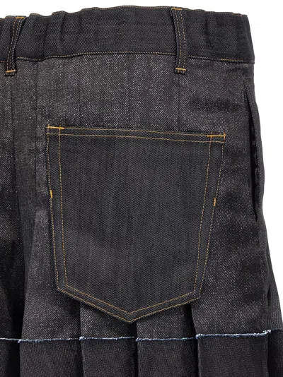Sacai Flounced Shorts Bermuda And Short Blue In Black