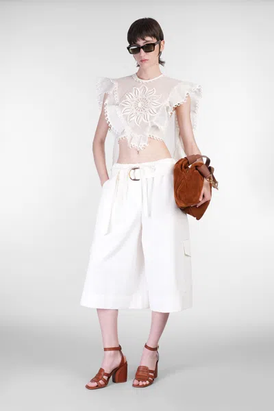 Zimmermann Shorts In White Cotton In White
