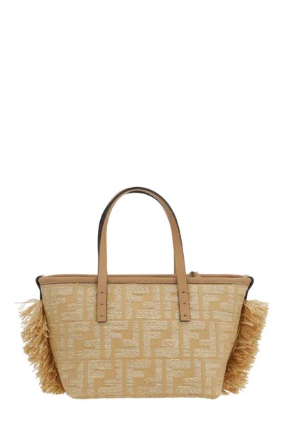 Fendi Mini Roll Ff Jacquard Fringed Tote Bag