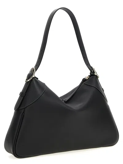 Gucci Leather Gg Emblem Structured Shoulder Bag In Black