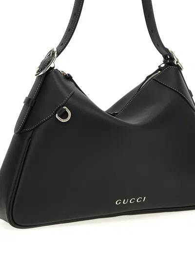 Gucci Leather Gg Emblem Structured Shoulder Bag In Black