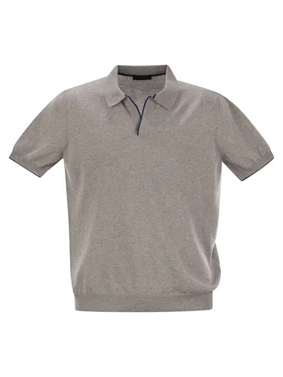 Fay Cotton Buttonless Polo Shirt In Gray
