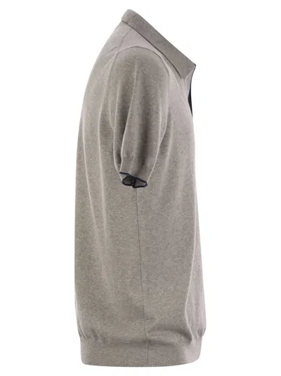 Fay Cotton Buttonless Polo Shirt In Gray