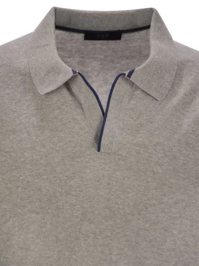 Fay Cotton Buttonless Polo Shirt In Gray
