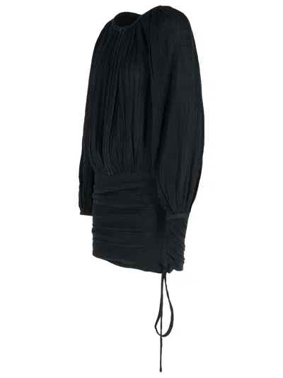 Isabel Marant Dress Drawstring Trimmed Sleeves Pleats In Black