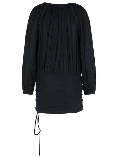 Isabel Marant Dress Drawstring Trimmed Sleeves Pleats In Black