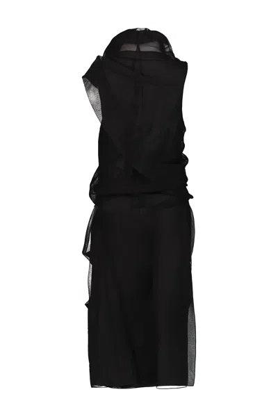 Khaite Long Silk Organza Dress In Black