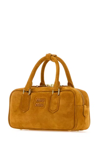 Miu Miu Mustard Suede Arcadie Handbag