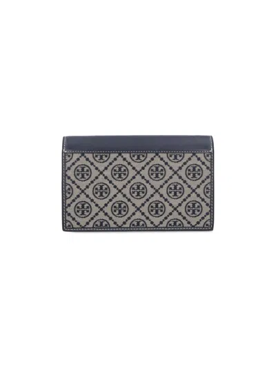 Tory Burch Borsa T-monogram Envelope Chain Wallet In Blue
