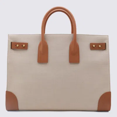 Saint Laurent Two-tone Canvas And Leather Large Sac De Jour Handbag