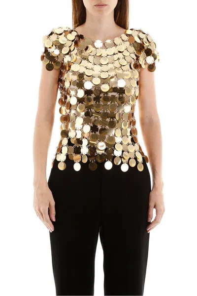 Rabanne Sequins T-shirt In Gold