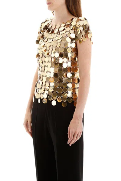 Rabanne Sequins T-shirt In Gold