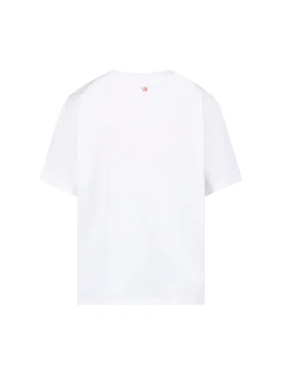 Victoria Beckham White Crewneck T-shirt With Slogan Print On The Front In Cotton Woman In White