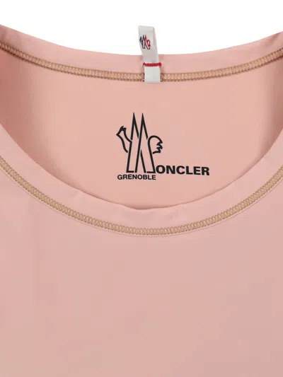 Moncler Sleeveless Round Neck Top With Contrast Stitching In Pink