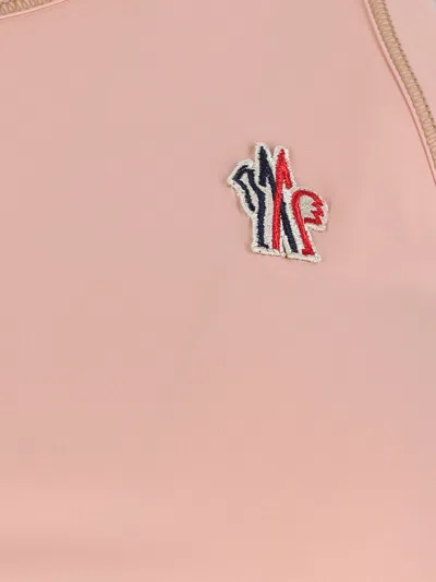 Moncler Sleeveless Round Neck Top With Contrast Stitching In Pink