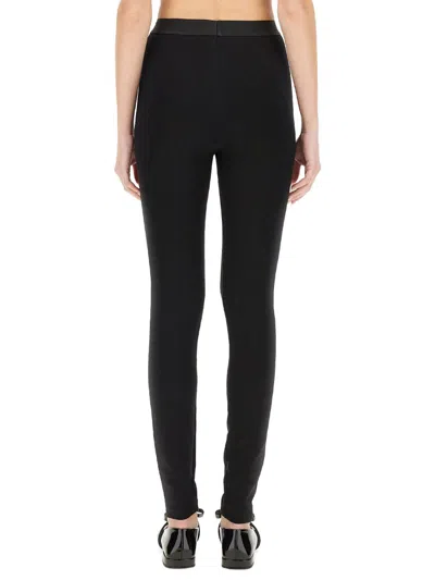 Versace Logo Print Slim Fit Ankle Length Leggings In Black