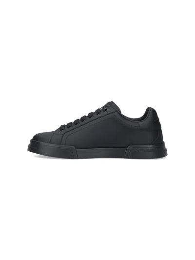 Dolce & Gabbana Portofino Light Black Sneakers With Logo Patch On The Tongue And Tonal Logo Lettering On The Heel In In Black
