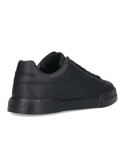 Dolce & Gabbana Portofino Light Black Sneakers With Logo Patch On The Tongue And Tonal Logo Lettering On The Heel In In Black