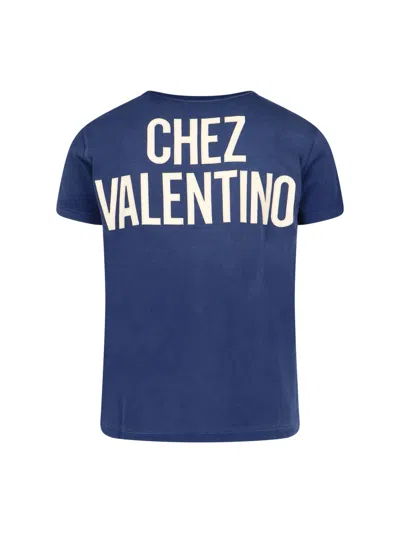 Valentino Crew Neck Graphic And Text Design In Blue