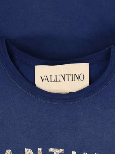 Valentino Crew Neck Graphic And Text Design In Blue