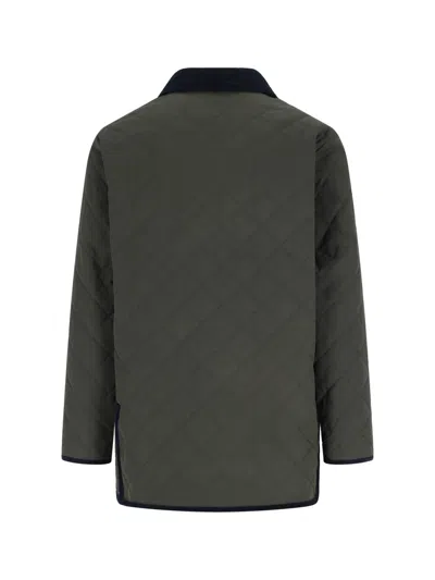 Valentino Garavani Olive Quilted Jacket With Vlogo Patch In Green