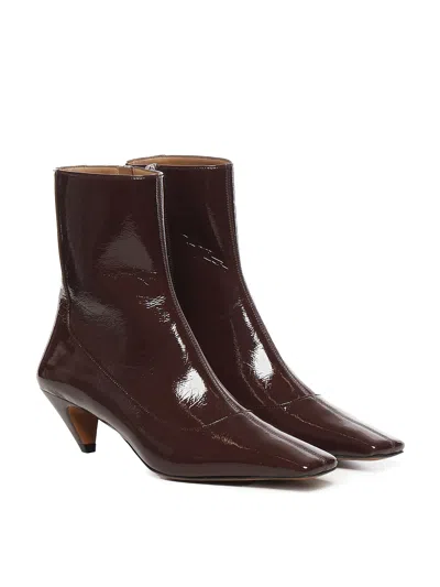 Stella Mccartney Spur Vegan Leather Ankle Booties In Burgundy