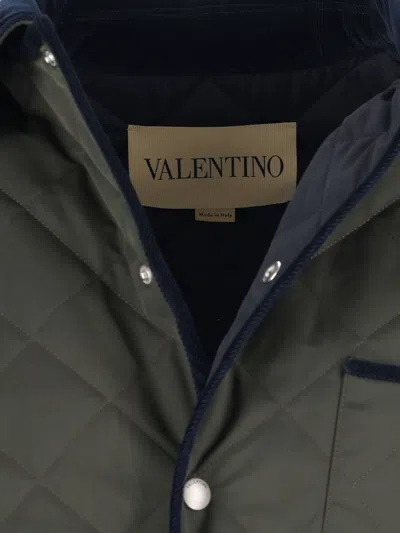 Valentino Garavani Olive Quilted Jacket With Vlogo Patch In Green