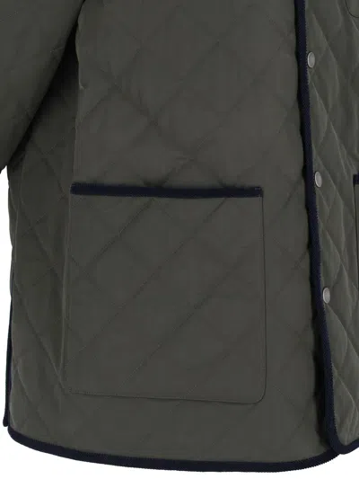 Valentino Garavani Olive Quilted Jacket With Vlogo Patch In Green