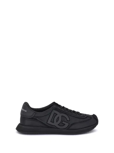 Dolce & Gabbana Low-top Nylon Sneakers With Leather Inserts
