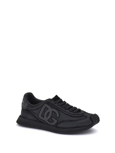 Dolce & Gabbana Low-top Nylon Sneakers With Leather Inserts