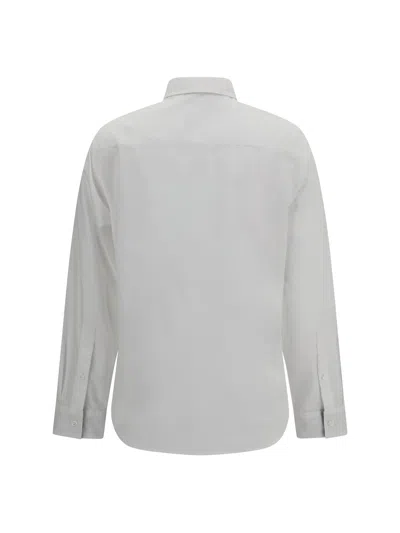 Burberry Cotton Poplin Shirt With Check Pattern Detail In Metallic