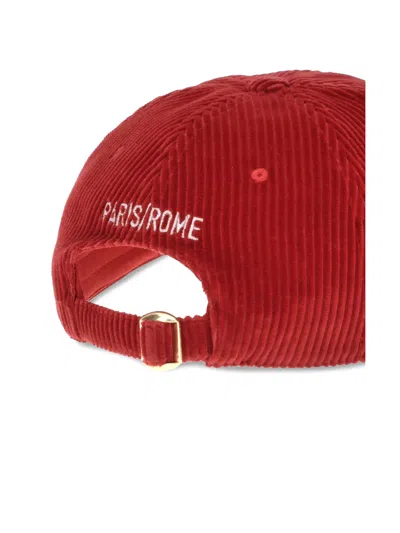 Valentino Garavani Corduroy Curved Brim Baseball Hat In Red