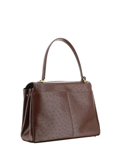 Balenciaga Rodeo Medium Ostrich-embossed Top-handle Bag In 2053 Chocolate