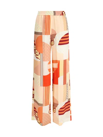 Fendi Patchwork Print Silk Trousers Multicolor In Multi