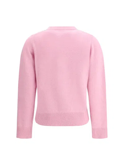 Ganni Wool Sweater With Poodle In Pink