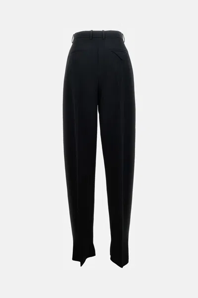 Bottega Veneta High-waisted Trousers With Wide Leg And Sharp Creases In Black