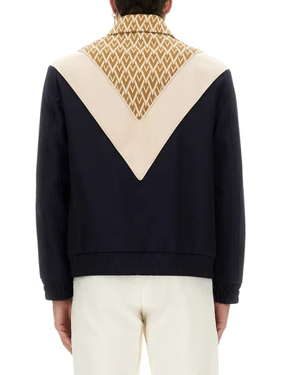 Valentino Wool And Cotton Jacket With Chevron Pattern
